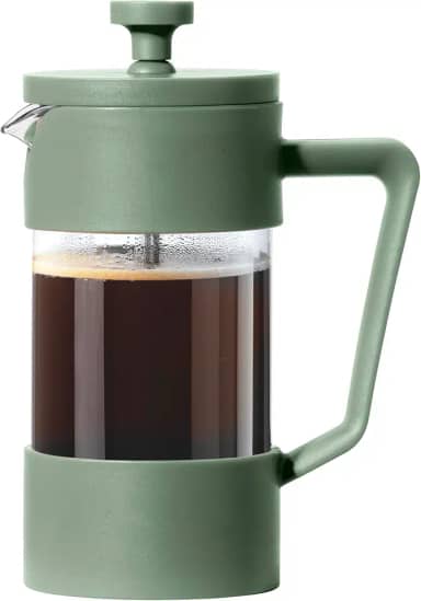 Oggi Cafeteira French Press (350 ml) - Vidro borossilicato, prensa de café, prensa francesa de xícara única, capacidade para 3 xícaras, verde oliva