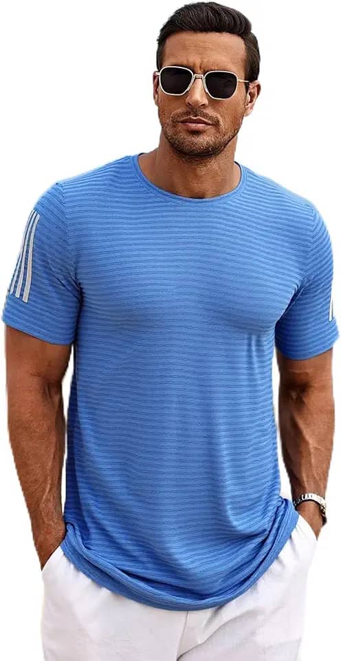 Camiseta masculina de manga curta leve casual respirável para academia, treino e uso diário