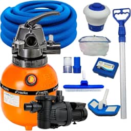 Filtro F300p E Bomba 1/4cv 220v Kit Limpeza Piscina Completo