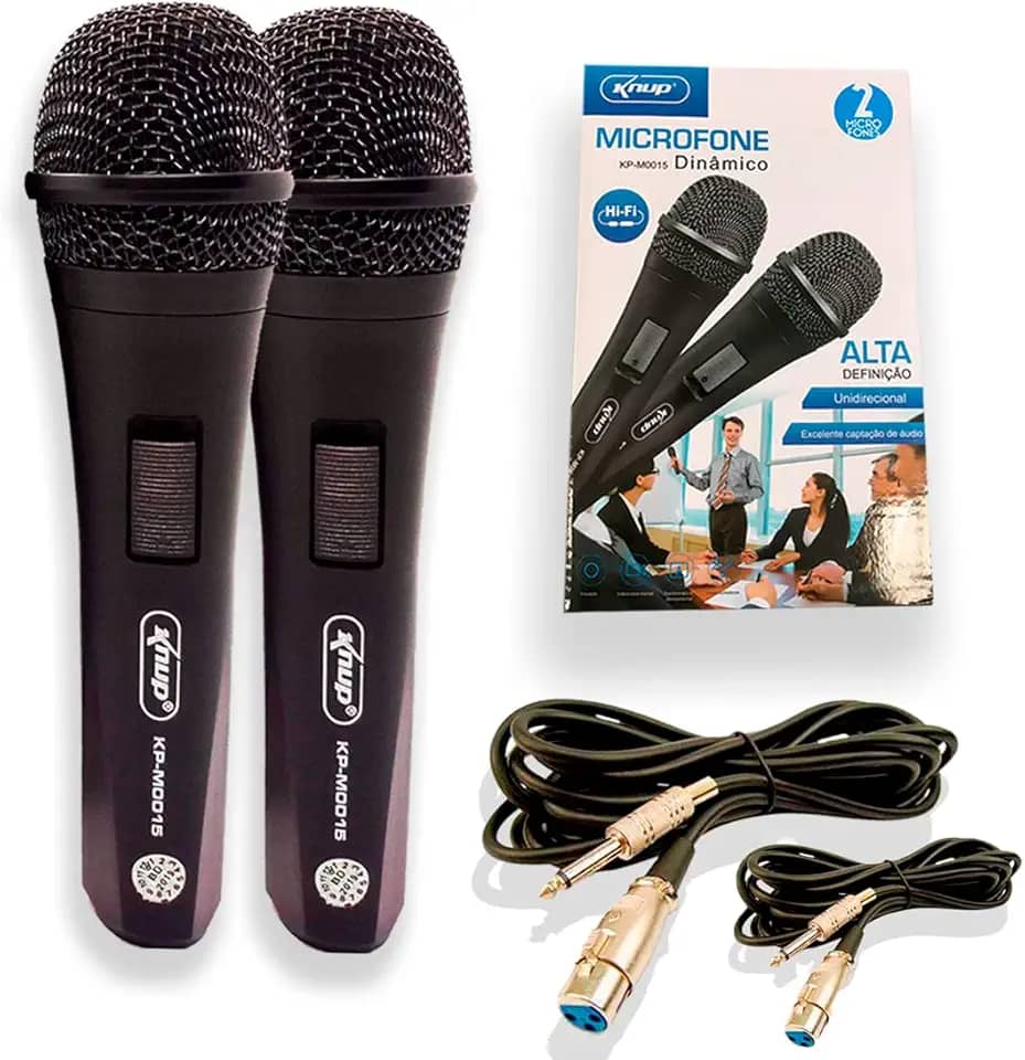 Microfone Com Fio Duplo Profissional Modelo KP-M0015