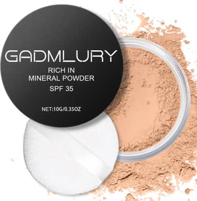 Base em pó mineral, FPS 35, protetor solar, pó solto leve, melhora a pele, cobertura montável, base de brilho natural maquiagem (#06 base bege média)