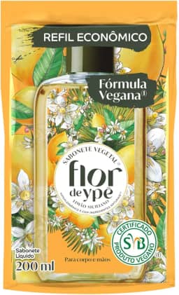 Flor de Ypê Sabonete Líquido Vegetal Limão Siciliano, 200ml (Refil)
