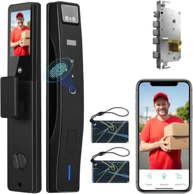 Fechadura Eletronica com Reconhecimento Facial 3D, Fechadura Digital com Camera e Wi-Fi Integrado, Fechadura Inteligente com Fechadura Biometrica, com Cilindro de Fechaduras