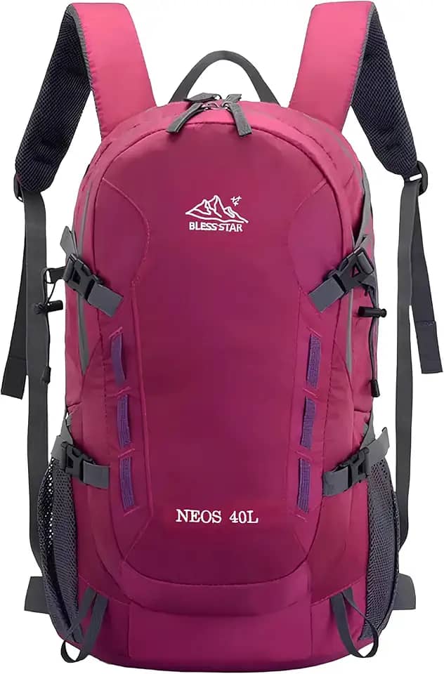 Mochila Viagem Caminhada Trekking Acampamento Resistente Masculina Feminina 40L (Rosa Fúcsia)