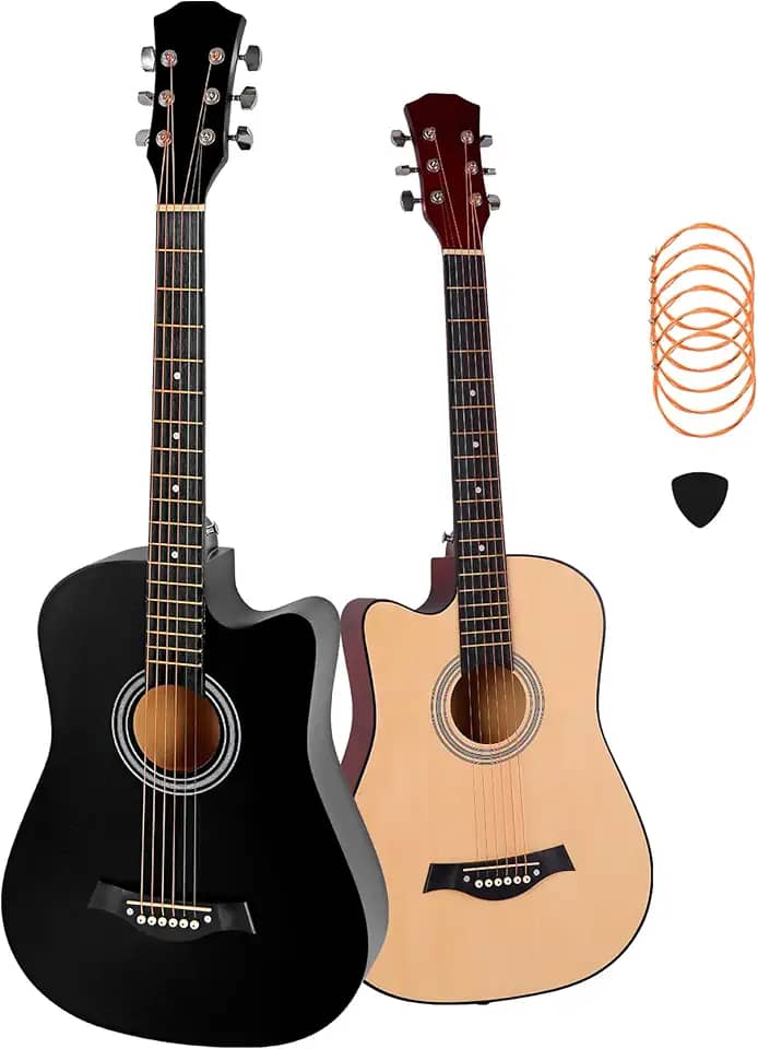 HOLTTER Violão Clássico Acústico para Iniciantes Destros Seis Cordas de Aço Acabamento Fosco Violão Tradicional Seis Cordas (Preto)