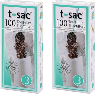 T-Sac Sacos de filtro de chá, infusor de chá descartável, tamanho 3, capacidade de 3 a 8 xícaras, conjunto de 200