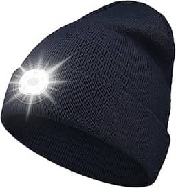 Gorro com luz, chapéu de LED recarregável tipo C, adequado para corrida, caminhada, caminhada e trabalho, melhores presentes para homens e mulheres, Cinza, tamanho �nico