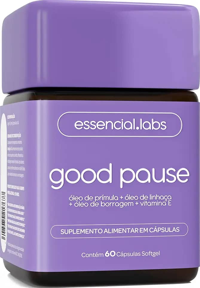 GOOD PAUSE - Fórmula Exclusiva para a Menopausa e TPM com PRIBOLIN um blend poderoso de Óleo de Prímula, Óleo de Borragem, Òleo de Linhaça e Vitamina E - 60 Cápsulas Softgel