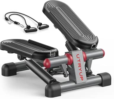 UTRYUP Mini Stepper Para Exercícios Em Casa, Stepper Hidráulico Compacto Com Faixas De Resistência, Máquina De Fitness Silenciosa Com Monitor Lcd, Capacidade De Peso De 136 Kg (Mr-2433)