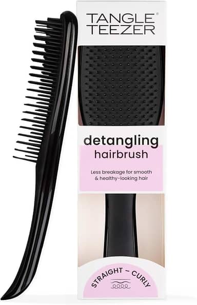Tangle Teezer - Escova de cabelo desembaraçadora The Wet Detangler Black para todos os tipos de cabelo, seco e úmido. Cor: Preta