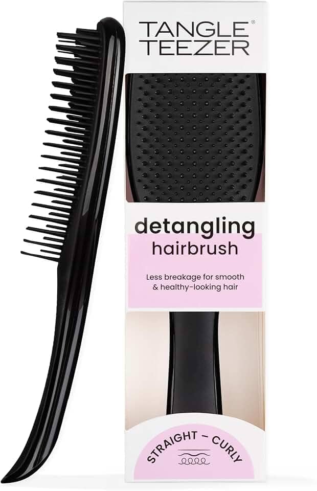 Tangle Teezer - Escova de cabelo desembaraçadora The Wet Detangler Black para todos os tipos de cabelo, seco e úmido. Cor: Preta
