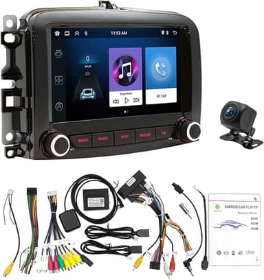 Central Multimídia Fiat 500L 2013-2019 - Android 13, Tela Touch 7", 2GB + 32GB, Bluetooth 5.1, CarPlay & Android Auto - Som Automotivo com Câmera de Ré e Controle no Volante