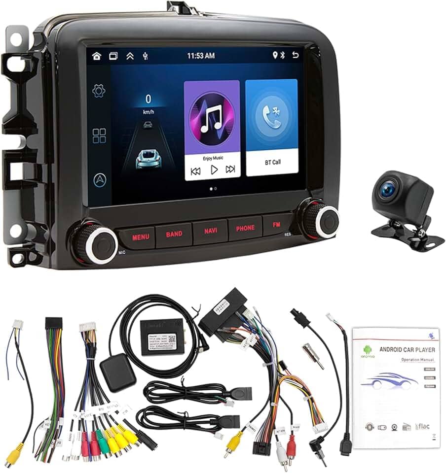 Central Multimídia Fiat 500L 2013-2019 - Android 13, Tela Touch 7", 2GB + 32GB, Bluetooth 5.1, CarPlay & Android Auto - Som Automotivo com Câmera de Ré e Controle no Volante