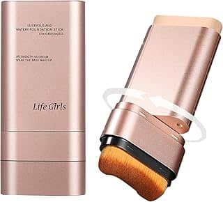 Bastão de base de borracha impecável, bastão de base hidratante coreano com escova embutida, cobertura média a total leve montável para acabamento natural (marfim, 1 peça)