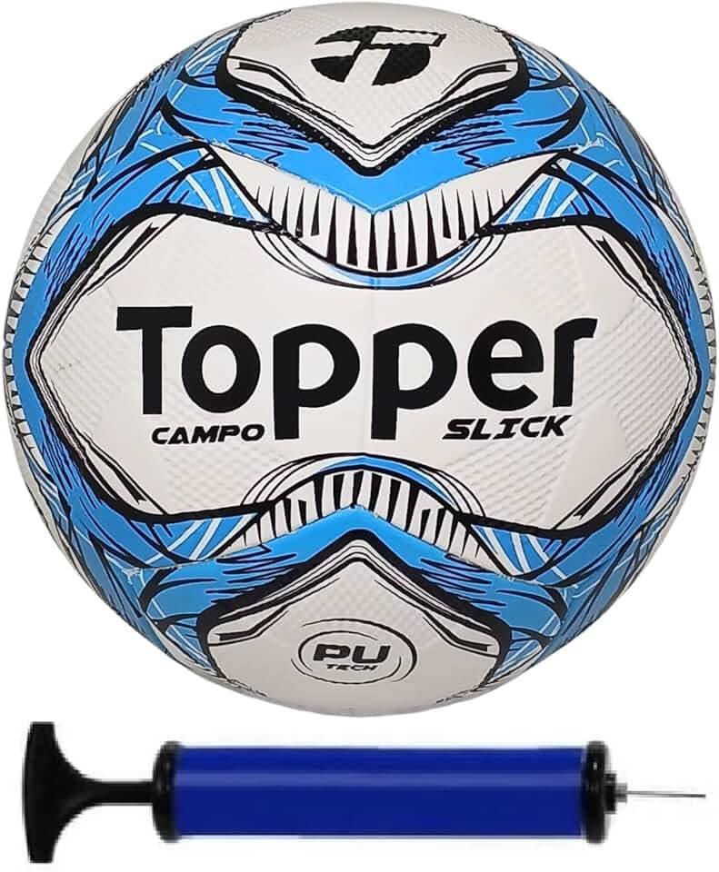 Bola Campo Topper Slick Azul + Bomba De Ar