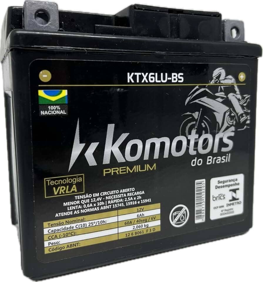 Bateria Moto KP6ahp Biz 110/125 Cg 125/150/160 Komotors Premium 6ah Selada