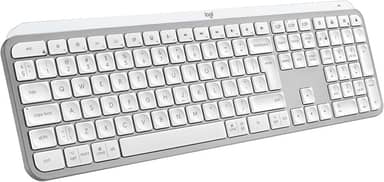 Teclado sem fio Logitech MX Keys S com Clique Silencioso, Teclas Programáveis, Iluminação Inteligente, Conexão Bluetooth ou Receptor USB Logi Bolt e Bateria Recarregável - Cinza Claro
