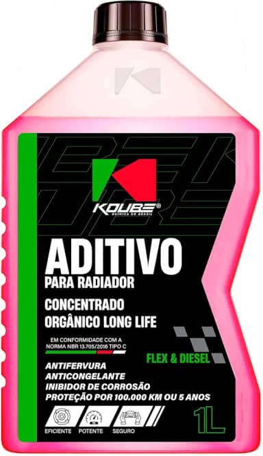Aditivo Fluido Solucao Arrefecedora Para Radiador Concentrado Organico Long Life Cor Rosa 1 Litro Koube - Dl