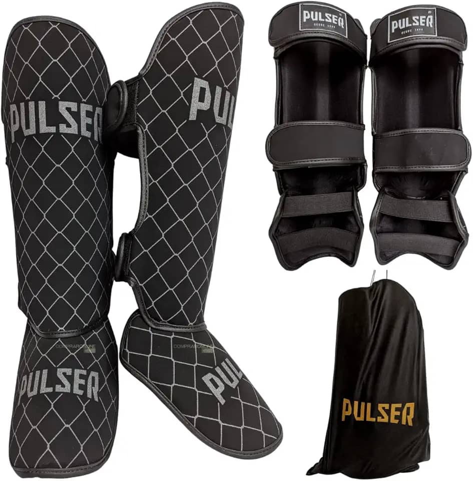 Caneleira Muay Thai Protetor Canela Pulser Thunder Fight 20 MM Kickboxing Profissional Original