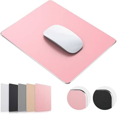 Mouse Pad, mouse pad de alumínio de metal rígido ouro rosa, dupla face, impermeável, controle rápido e preciso para escritório, casa e jogos, tamanho pequeno, 22 x 17 cm