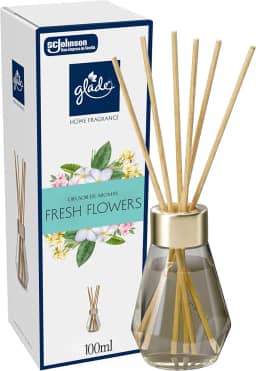 Glade Aromatizador de Ambiente, Difusor Aroma Fresh Flowers Sal Marinho e Flores Tropicais, 100ml e 6 Varetas