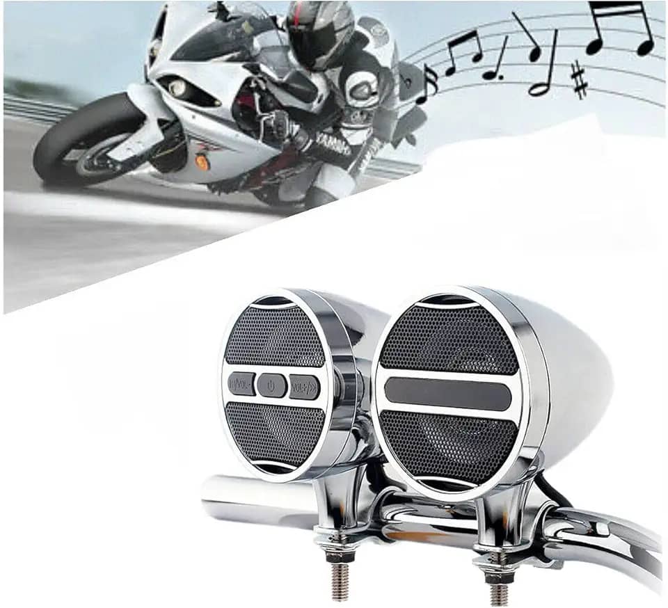 Alto-falantes de motocicleta Bluetooth à prova d'água sistema de áudio amplificador integrado, leitor de MP3, ótimo para quadriciclos, bicicleta de scooter, veículo de 40 W e 12 volts
