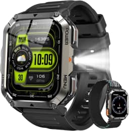 Smartwatch Militar 2.01' - Resistência IP68, Bateria 900mAh (20+ Dias), Lanterna e Bússola, 100+ Modos Esportivos, Chamadas Bluetooth - Android/iOS