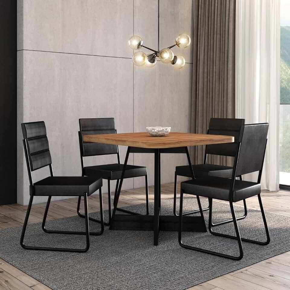 Conjunto Sala de Jantar 4 Cadeiras Charlotte Carraro (Preto)