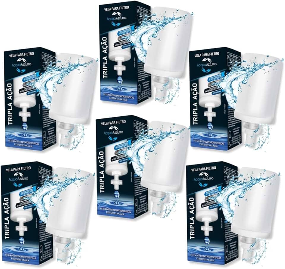 Kit 6 Velas Tripla Ação Com Carvao Ativado Para Filtro Barro Premium Alcalina Universal