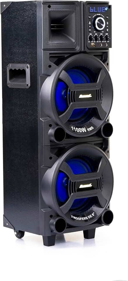 Amvox Caixa de Som Amplificada ACA 1101 Black Duplo 8-1100W RMS, Bluetooth, Equalizador, USB