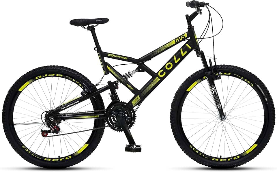 Colli Bike, Bicicleta GPS 148 Dupla Suspensão e Freios V-Brake, Aro 26 Aero, 36 Raias, 21 Marchas