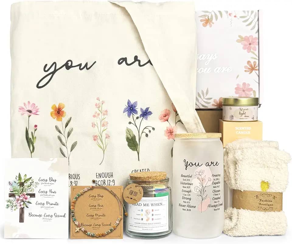 Presentes cristãos para mulheres, presente inspirador de fé religiosa para mulheres, aniversário, presentes católicos, acessórios bíblicos, copo de vidro para presente de Natal