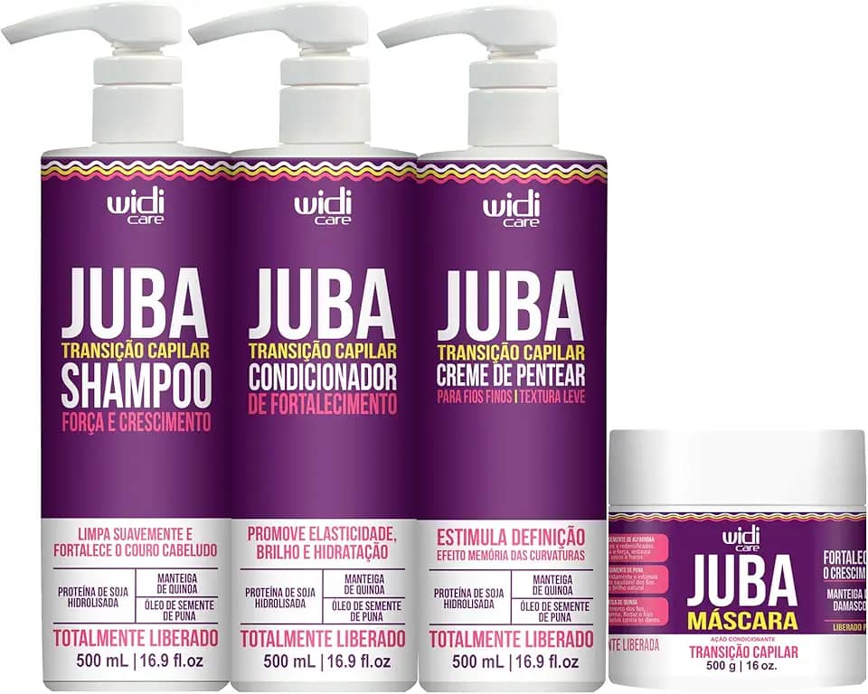 Kit Widi Juba Transição Capilar Shampoo, Condicionador, Creme Leve e Máscara