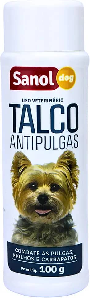 Sanol Dog Talco Para Pêlos De Cães Antipulgas 100 G Branco