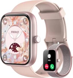Smartwatch Feminino, Tela HD de 1,83' Relógio Fitness com Alexa, 120 Esportes, Frequência Cardíaca e Monitoramento do Sono, IP68 à rova d'água, Compatível com Android iOS, 2 Pulseiras (Rosa)
