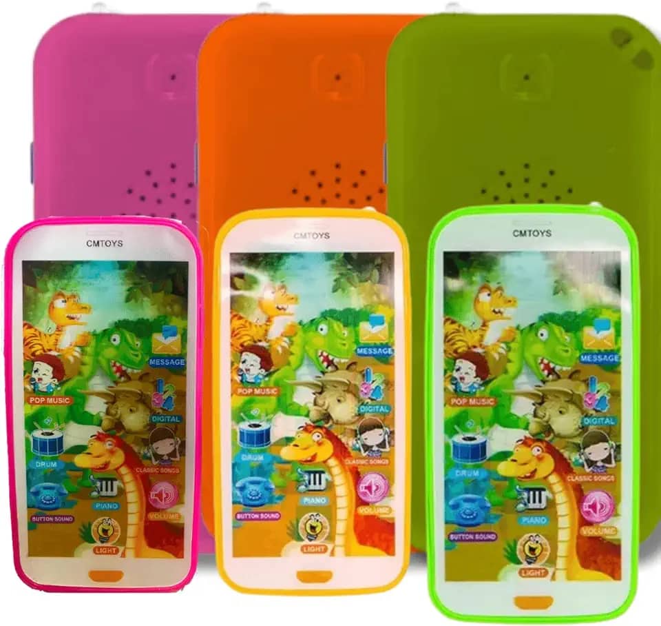 Celular Infantil Interativo Touch 3D Música luz Com Cordão (Rosa)