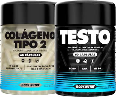 Kit 1x Colageno Tipo 2 Joelho E Articulação Collagen 40mg 60 Capsulas + 1 Unidade Vitaminas e Minerais Pote 60 Cápsulas Vitamina B6 Calcio Zinco Magnesio Boro Body Nutry