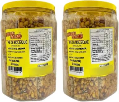 Kit 2x Pé de Moleque Doces Rachid 800g – 20 Unidades por Pacote | Crocante e Saboroso | Doce Típico Brasileiro | Ideal para Festa Junina e Eventos