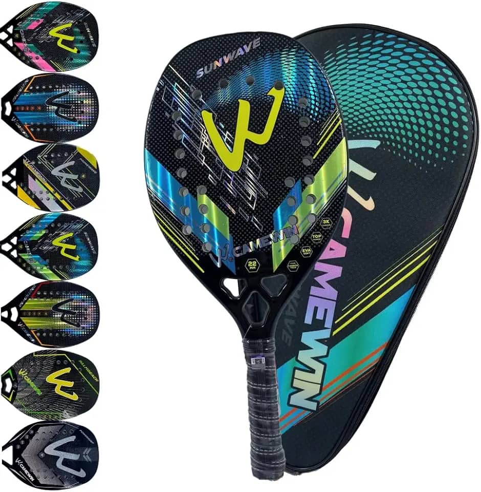 Raquete Beach Tennis Carbono 3K Profissional Com Capa Protetora Leve e Equilibrada