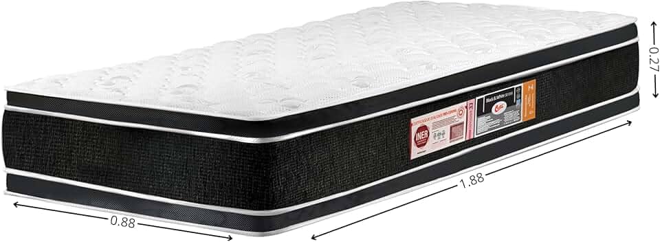 Colchão Castor Solteiro Espuma Black White D33 88x188x27