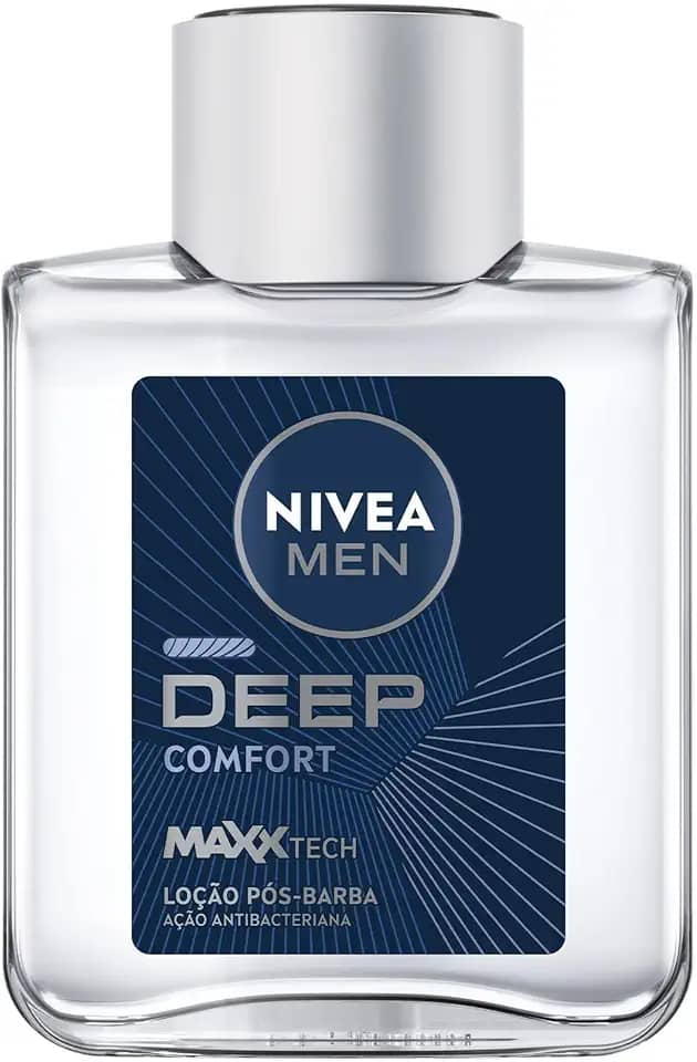NIVEA MEN Loção Pós Barba Deep 100ml - Atua na recuperação da pele, ação antibacteriana, fórmula com carvão ativado, textura líquida