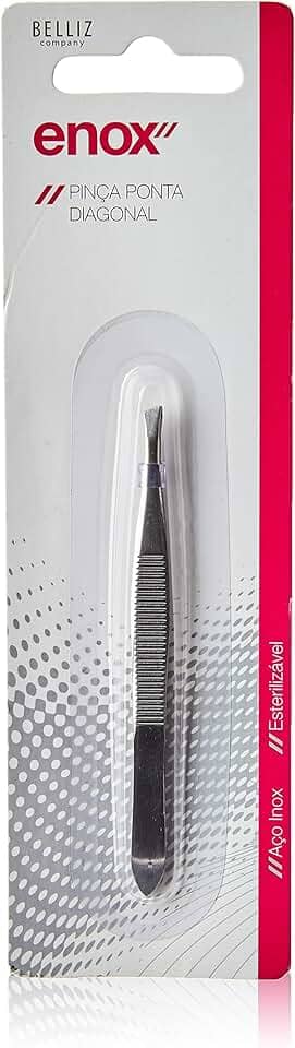 Pinça com Ponta Obliqua, Enox, Prata