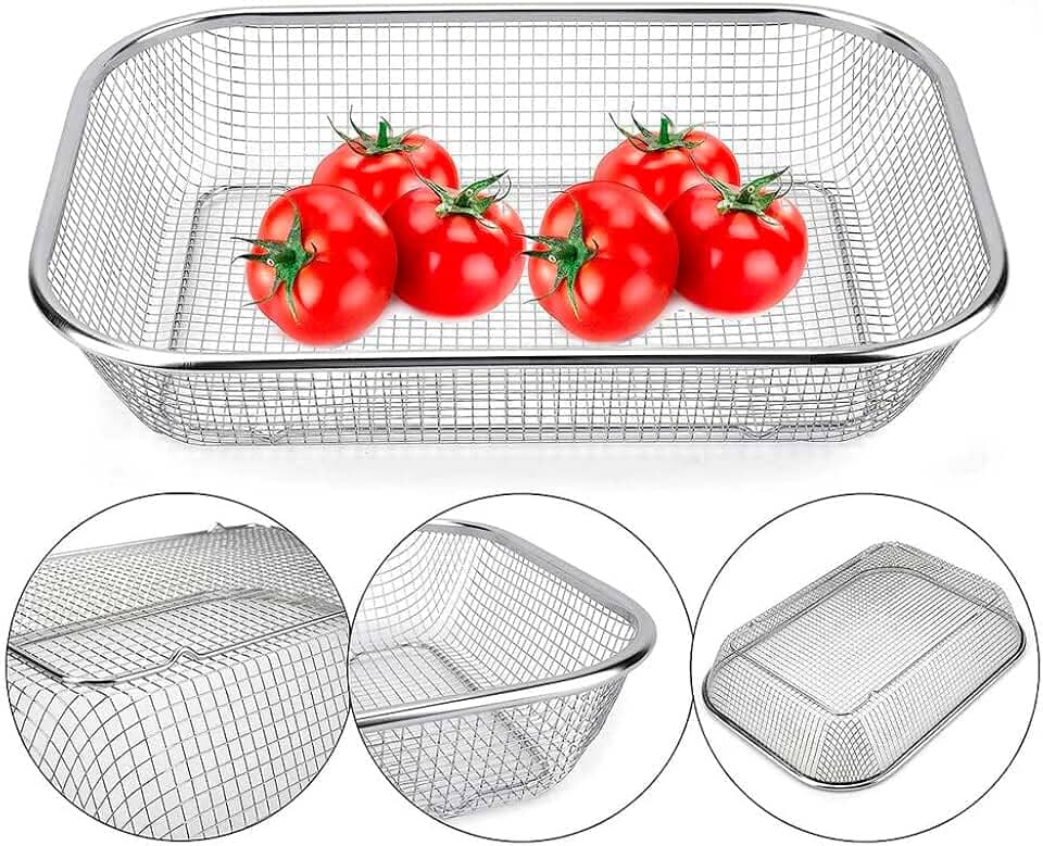 Cesto Telado Multiuso em Inox Premium (22x30cm): Elegância, Ventilação e Organização para Sua Mesa