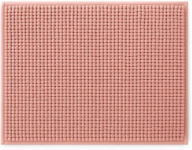 Tapete de Banheiro Microfibra Macarrão Bolinha Popcorn 40x60cm — Antiderrapante, Super Macio, Absorvente, Lavável, Secagem Rápida (Rosa)