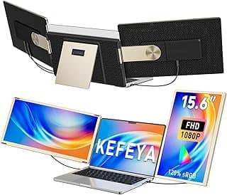 KEFEYA Extensor de tela de laptop de 15,6 polegadas, monitor triplo portátil FHD 1080p para laptops de 13 a 17,3 polegadas, 120% sRGB com rotação de 235° Extensor de monitor de laptop destacável para