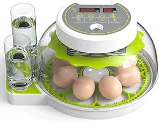 HOWUXZO Chocadeira Para Incubação De 8 Ovos Com Visor De Temperatura E Umidade, Vela Para Ovos, Virador Automático De Ovos