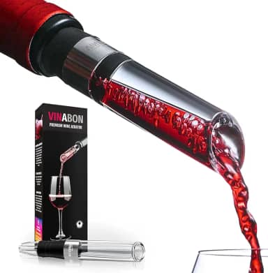 VINABON Aerador de vinho – Despejador de vinho premium 2025 e bico decantador de arejador de ar de vinho para sabor e buquê de vinho aprimorados, inclui ebook WineGuide