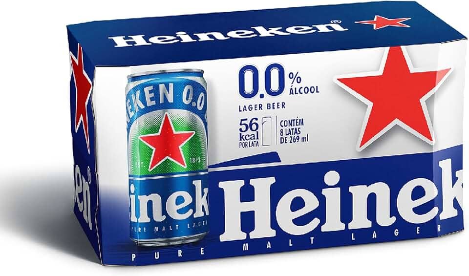 Heineken Cerveja Lager, Sem Alcool Lata 269ml, Pack 8 Unidades