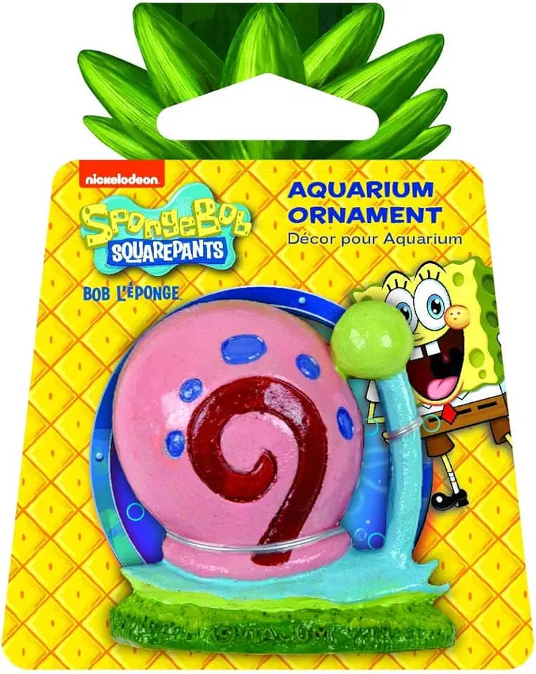 Penn-Plax Ornamento de aquário oficialmente licenciado Bob Esponja Calça Quadrada – Gary (tamanho mini/pequeno) – Perfeito para tanques de água doce e salgada