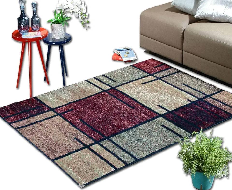 Tapete Andino Geométrico V Retangular Polipropileno (100x150) Marinho